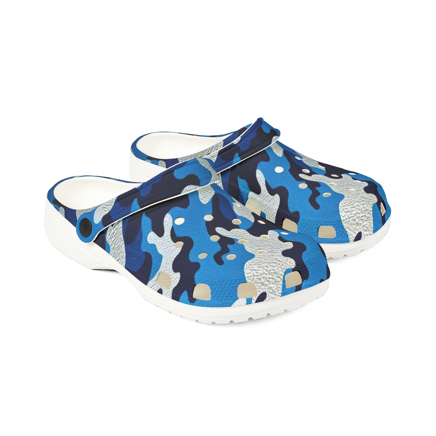 Stylish EVA Foam Shoes in Camo Design - Comfortable Slip-On Footwear, Unisex Garden Shoes - Blue Camo