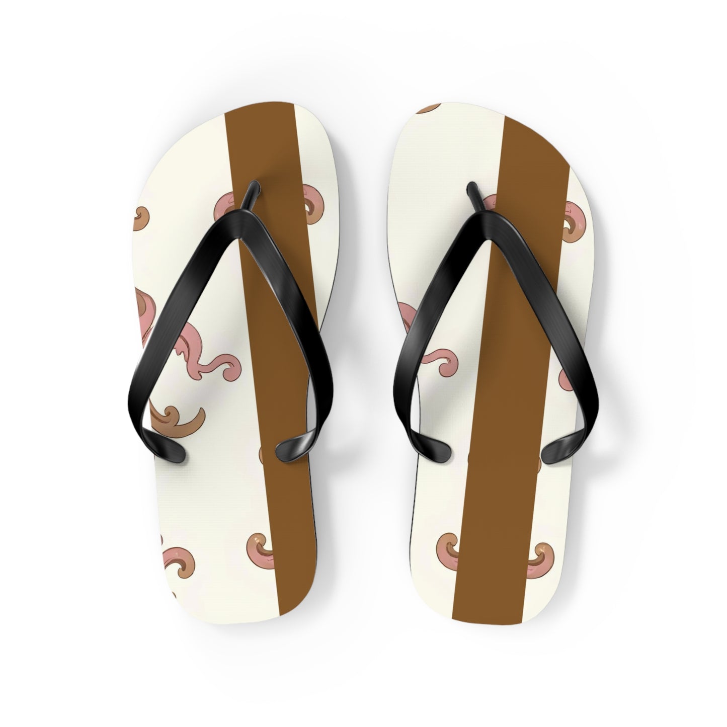 Stylish Flip Flops - Summer Footwear, Beach Ready, Vacation Essentials, Casual Sandals, Gift for Her - Brown Striped Pink Arabesque