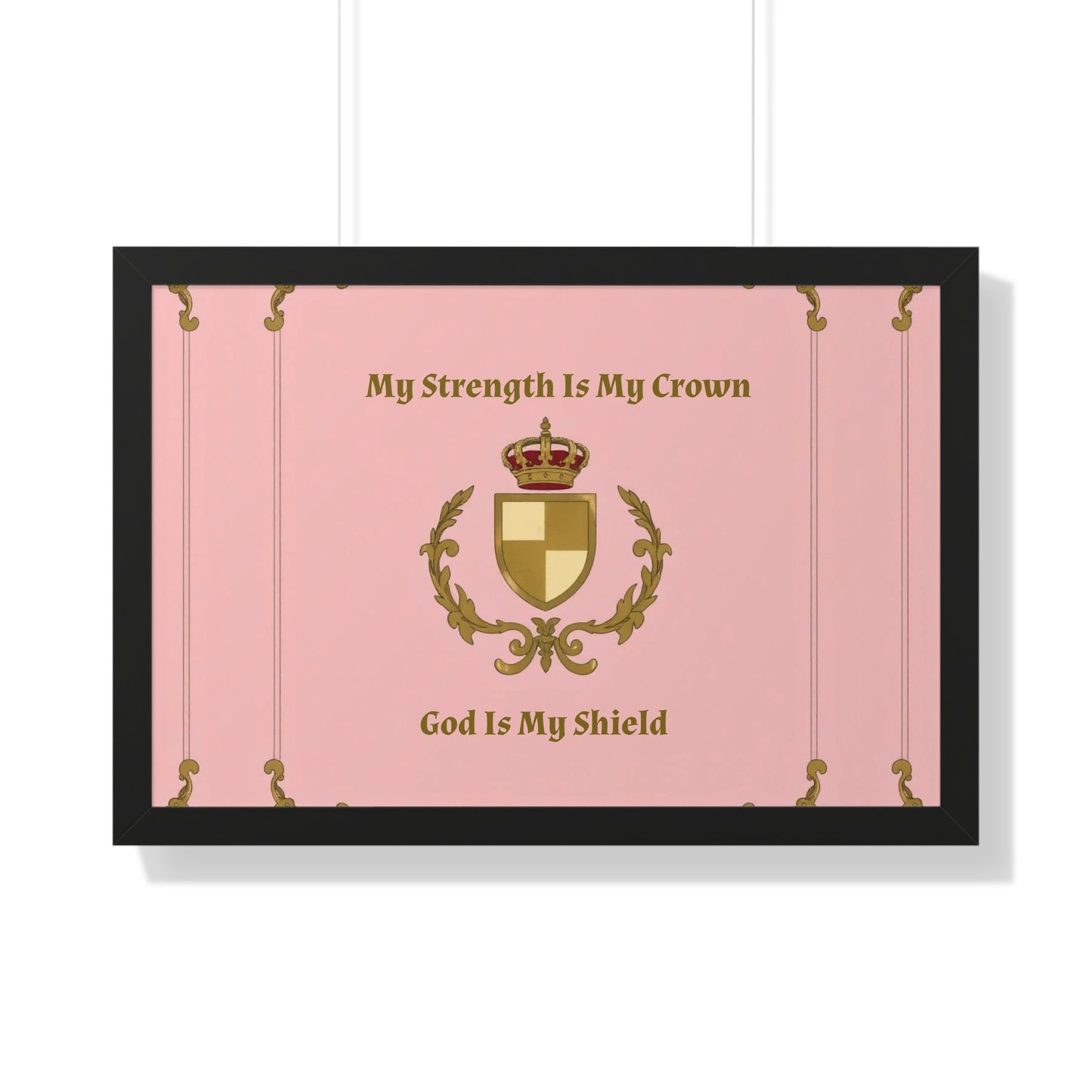 Crest & Crown Spiritual Quote Empowering Framed Poster, Inspirational Wall Art, Crown Design, Home Decor, Motivational Gift, Bible Verse Decoration