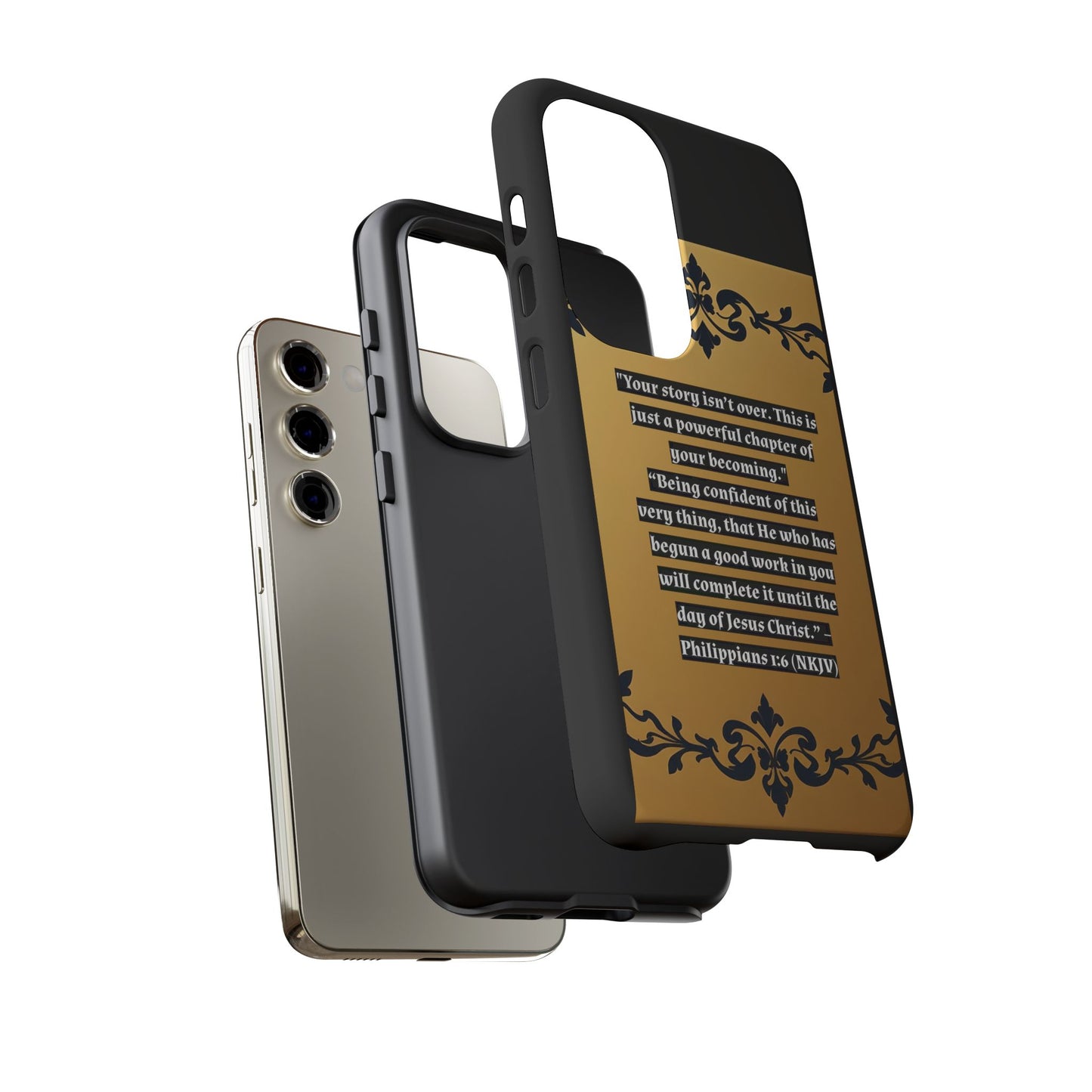 Elegant Floral Motif Phone Case - Tough Cases with Vintage Design - "Your story isn't over"