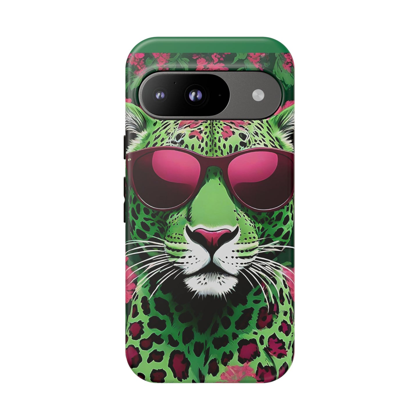 Phone Case - Lime Green & Burgundy Leopard In Sunglasses Design