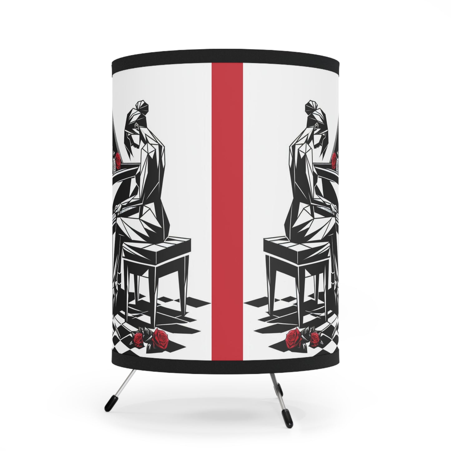Elegant Piano Rose Tripod Lamp | High-Res Artistic Shade | Perfect for Home Decor