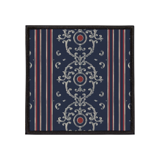 Stylish Iron-On Patches for Customization, Vintage Embroidered Patches, Denim Jacket Accessories - Blue & Red Silver Baroque