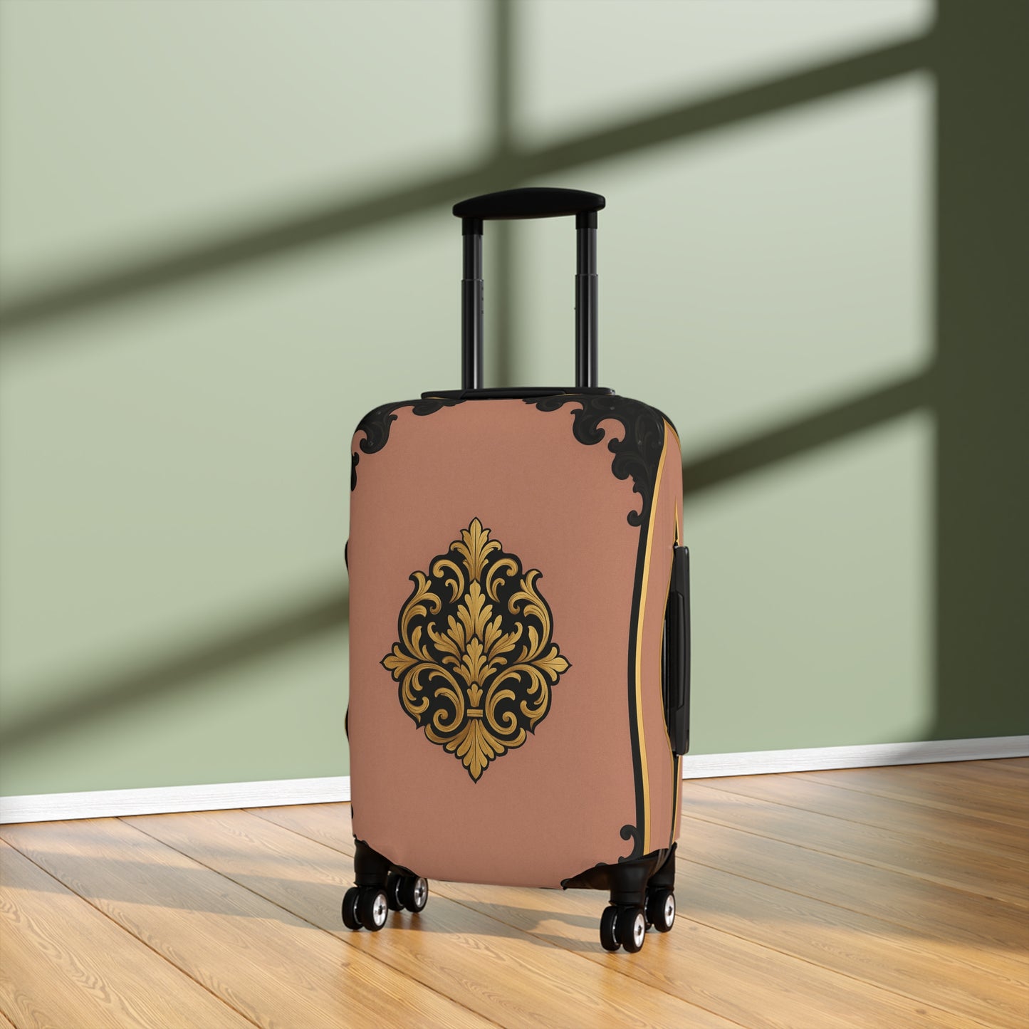Mauve & Black-Gold Baroque Vintage Luggage Cover — Elegant Travel Protector