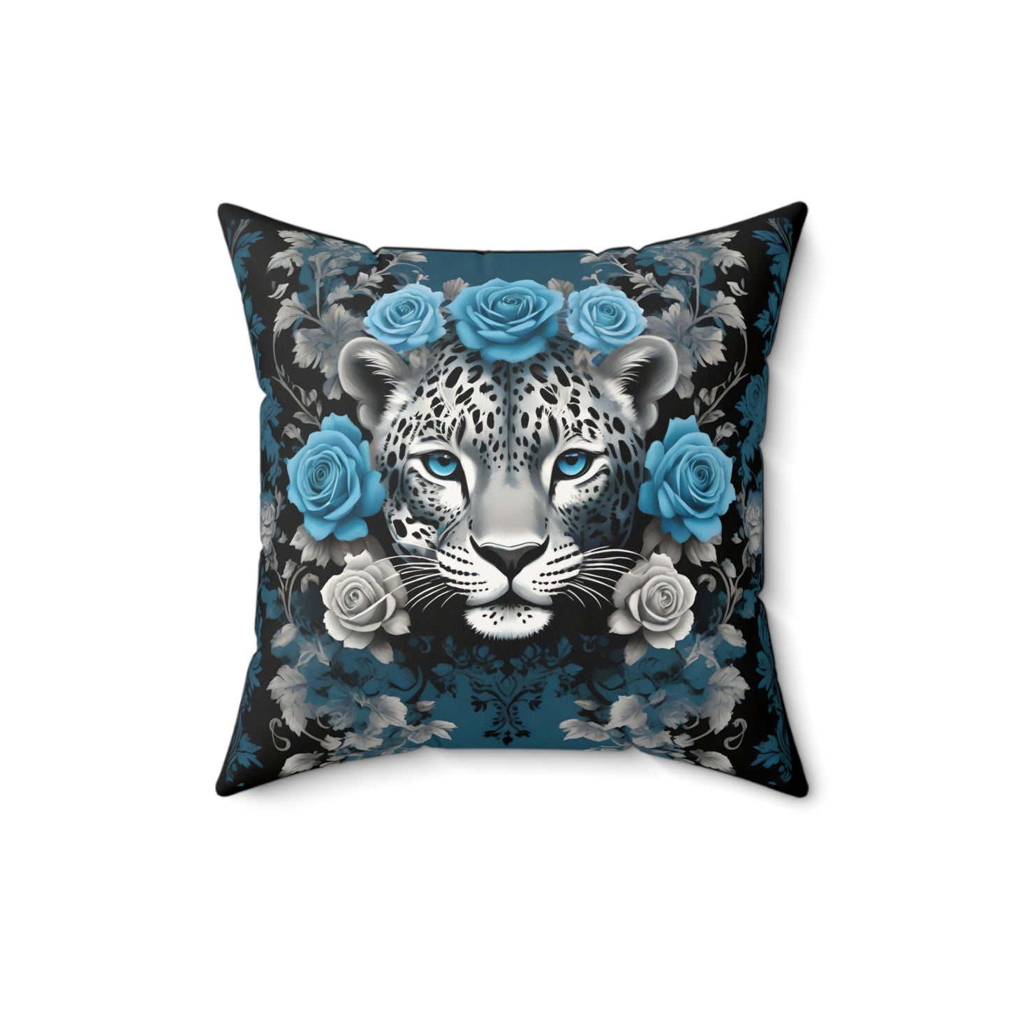 Elegant Leopard Floral Faux Suede Pillow – Stylish Home Decor - Silver Leopard