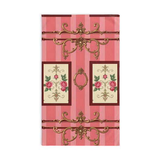 Elegant Floral Hand Towel - Vintage Pink Design for Home Decor - Pink Striped Baroque & Roses