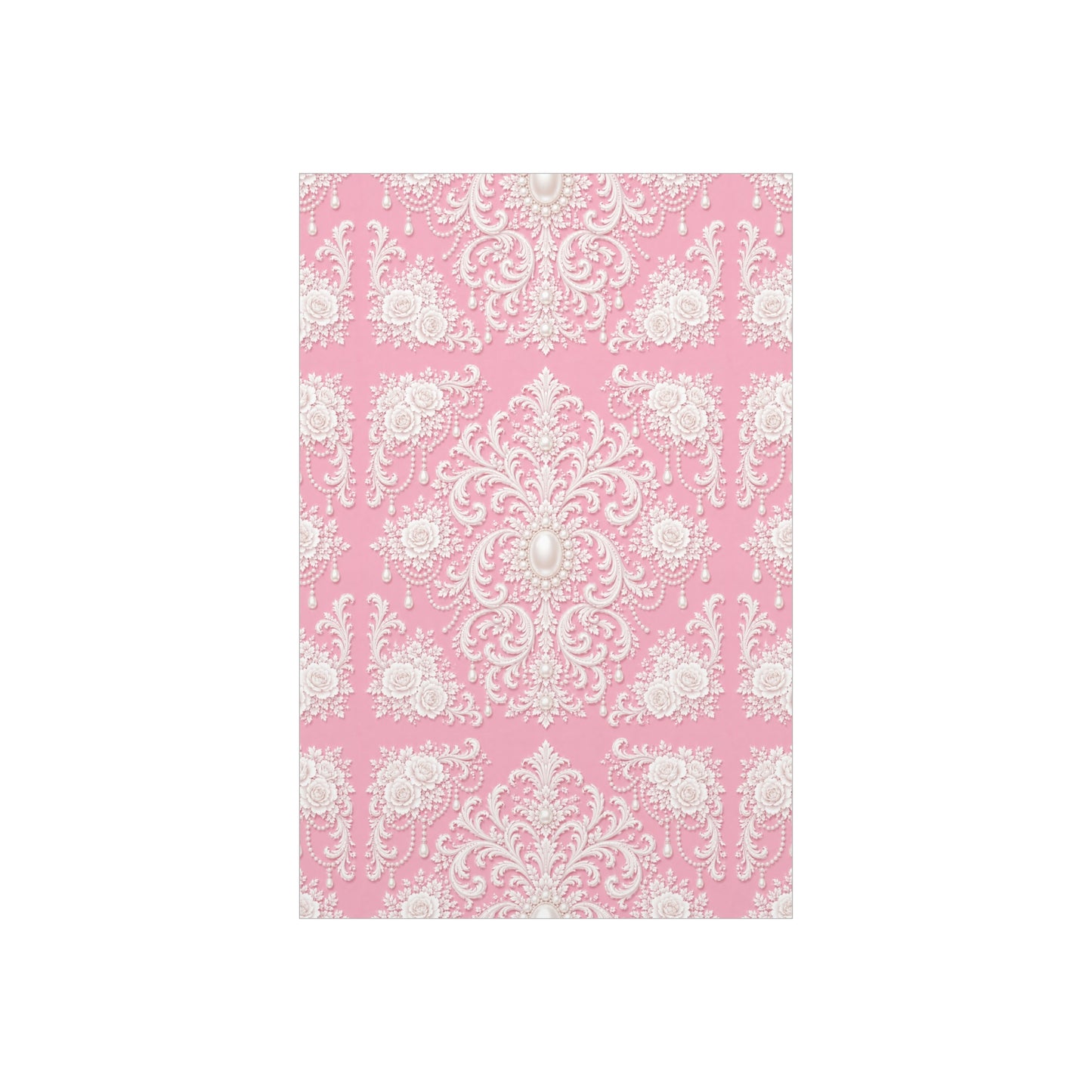 Pink Rococo Pearl Foam Board Wall Art — Elegant Vintage Floral Accent