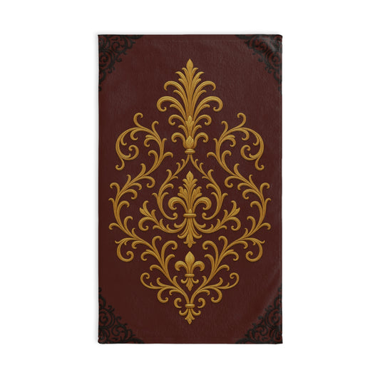 Dusk Burgundy-Black & Gold Baroque Hand Towel — Burgundy Victorian Bathroom Accent