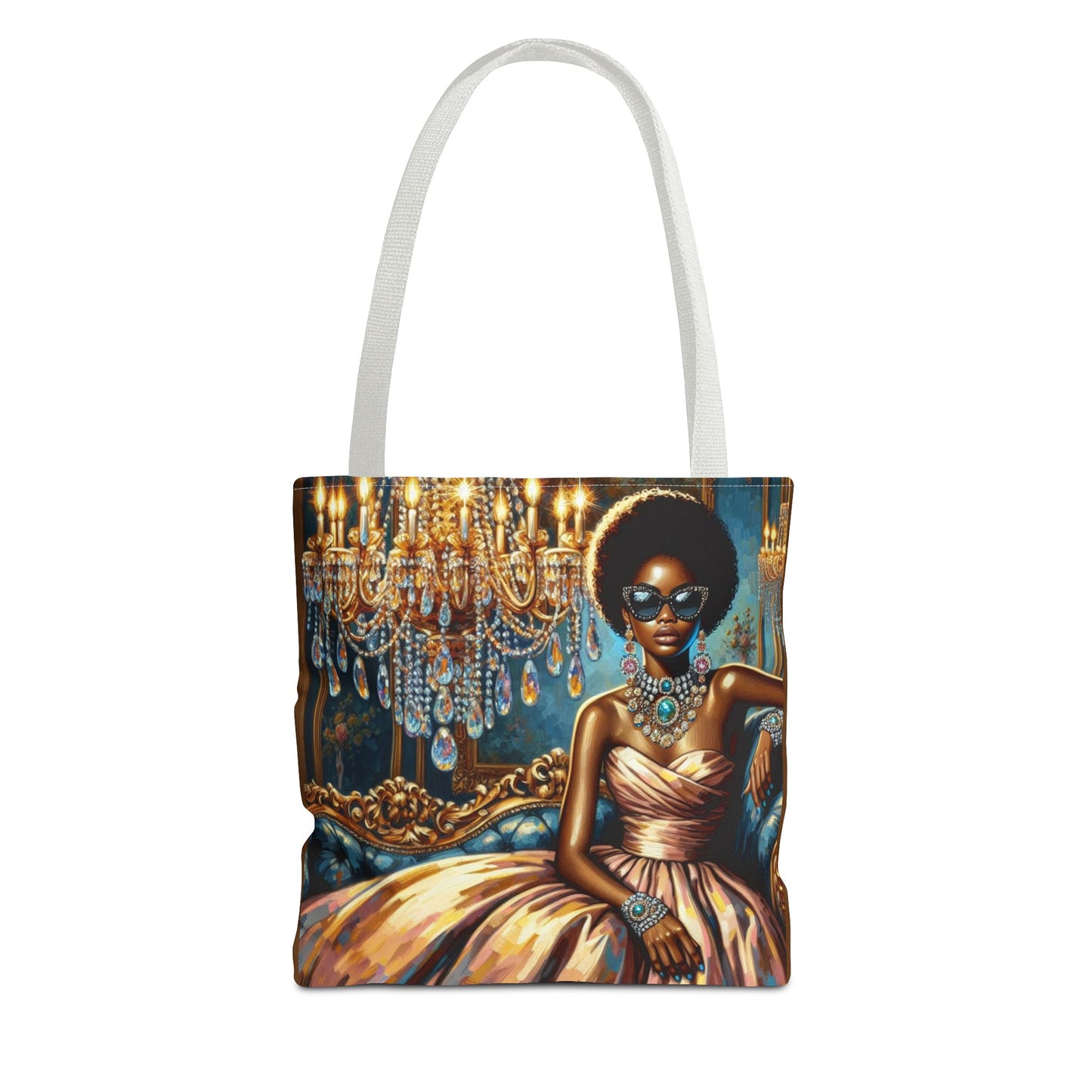 Elegant Fashion Tote Bag, Chic Handbag for Women, Stylish Shopping Bag, Glamorous Gift for Her, Art Tote - Elegant Lady & Chandelier