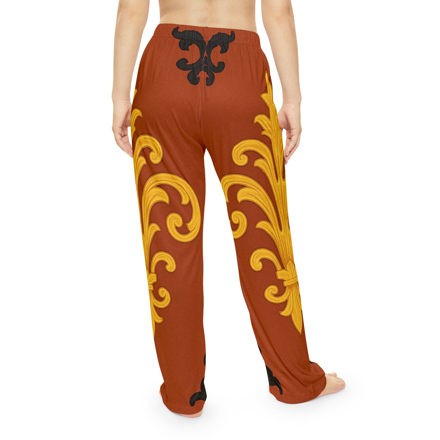 Dusk Terracotta Baroque Pajama Pants — Women's Luxe Lounge Sleepwear