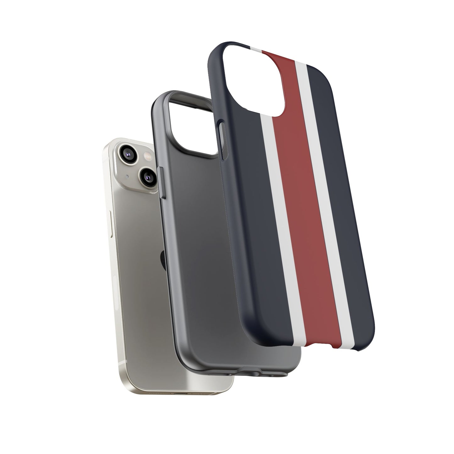 Lunar Midnight & Red-White Striped Stylish Phone Case - Tough Cases, Custom iPhone Cover, Sleek Phone Accessories, Gifts for Him/Her