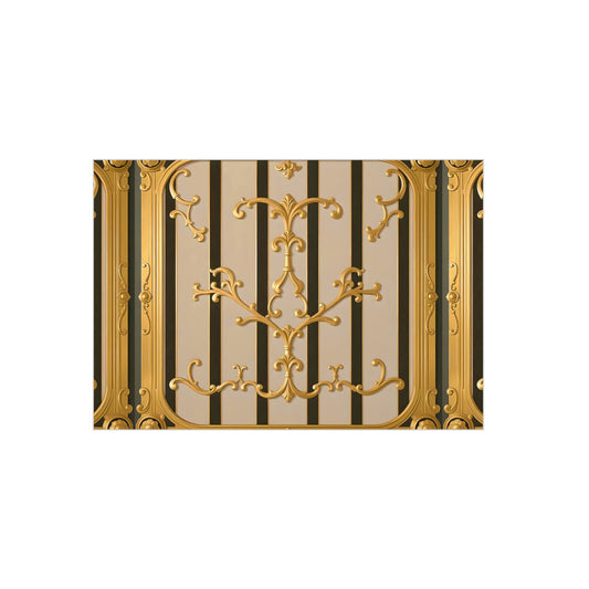 Ornate Foam Board Wall Art, Elegant Home Decor, Decorative Foam Panel, Gift for Homeowners, Wedding Decor Ideas - Beige Striped Gold Rococo