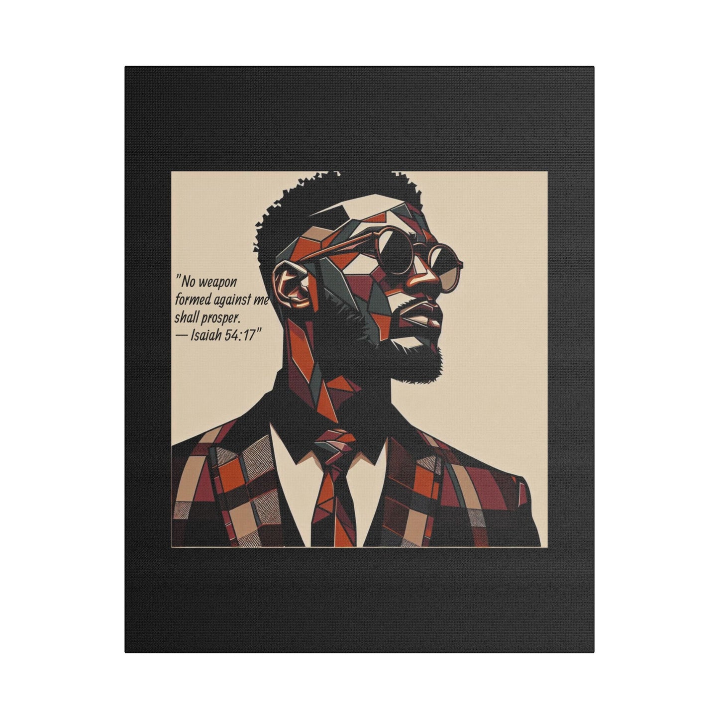 Afro Art Print Canvas, Wall Decor, Satin Stretched Canvas, African American Art, Office Decor, Home Decor - Isaiah 54:17