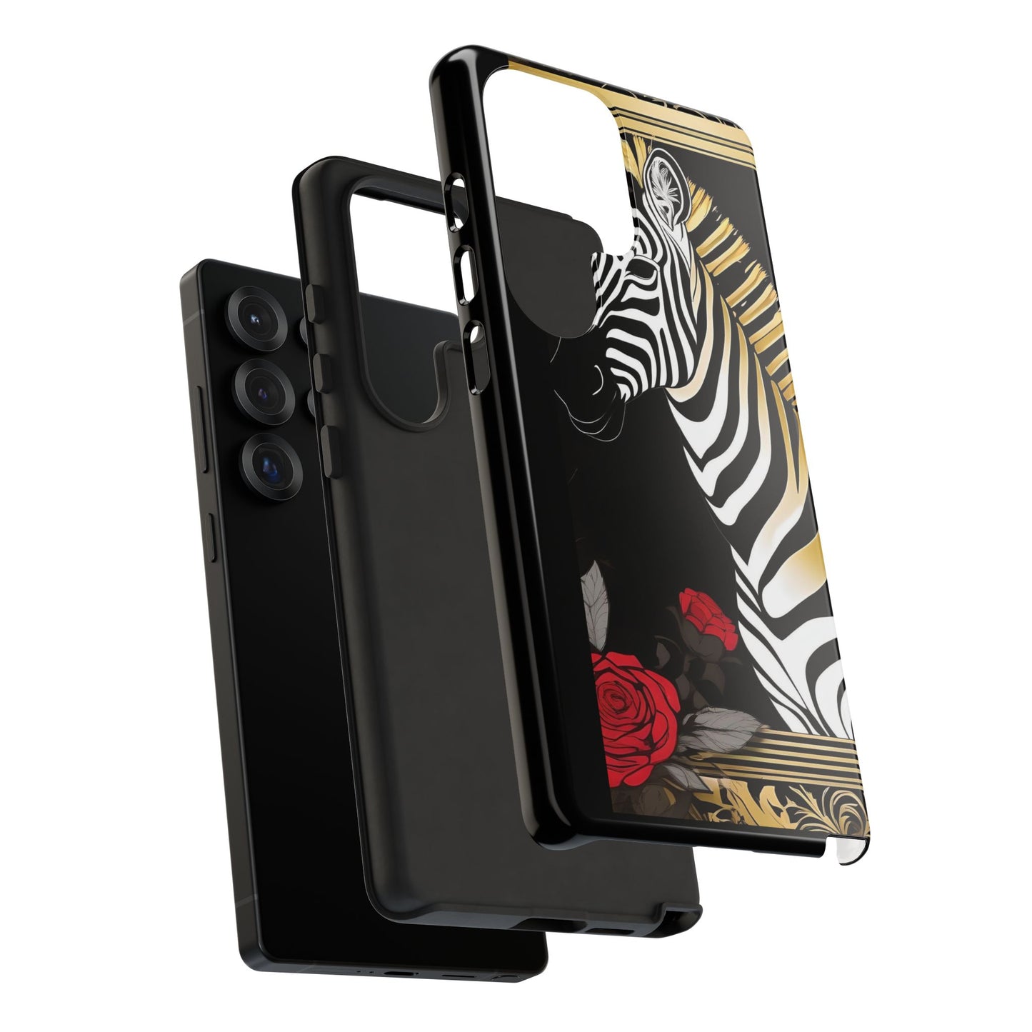 Phone Case - Elegant Zebra & Roses Design