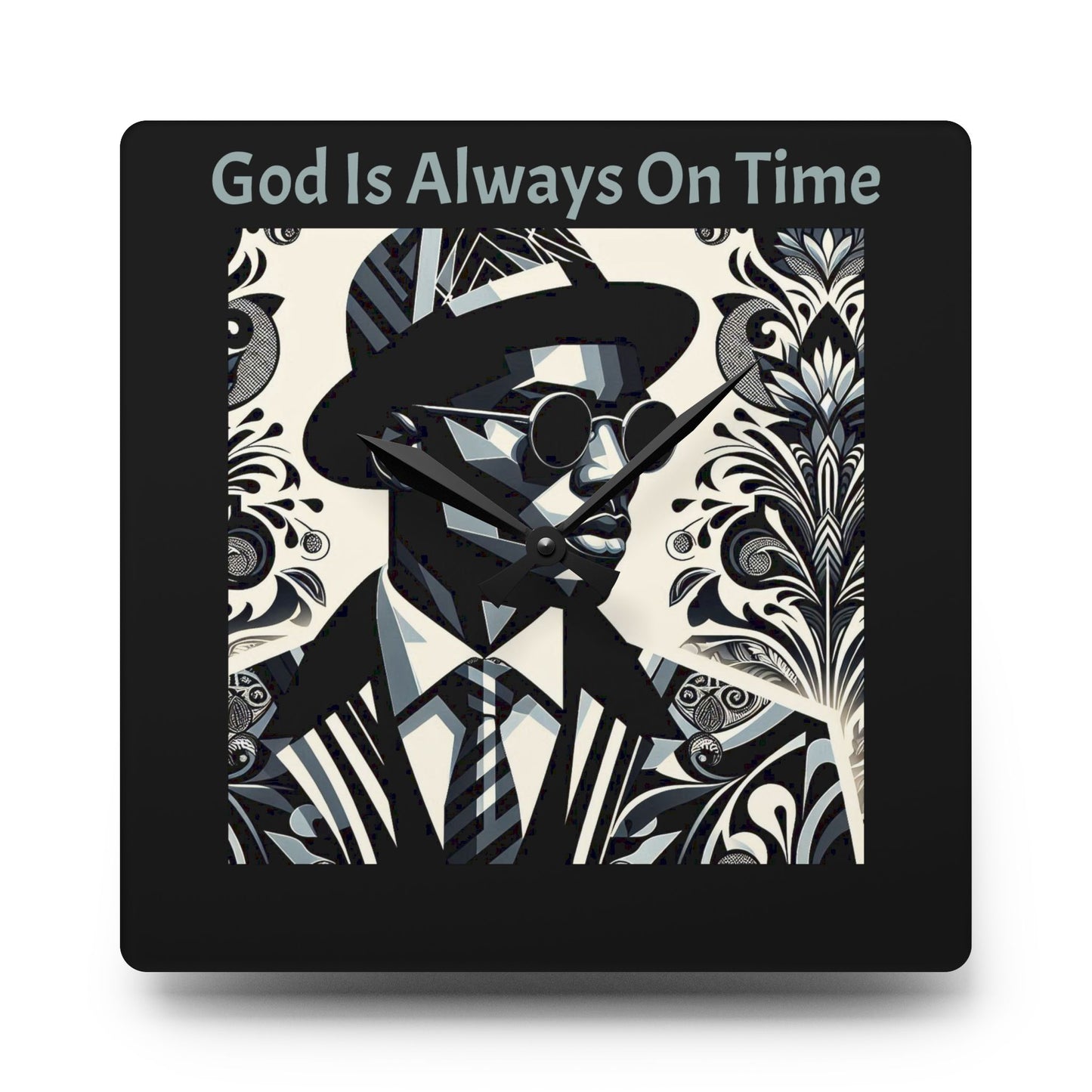 Stylish Acrylic Wall Clock - 'God Is Always On Time', Modern Home Decor, Office Decor, Inspirational Gift, Unique Wall Art