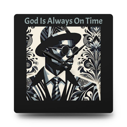 Stylish Acrylic Wall Clock - 'God Is Always On Time', Modern Home Decor, Office Decor, Inspirational Gift, Unique Wall Art