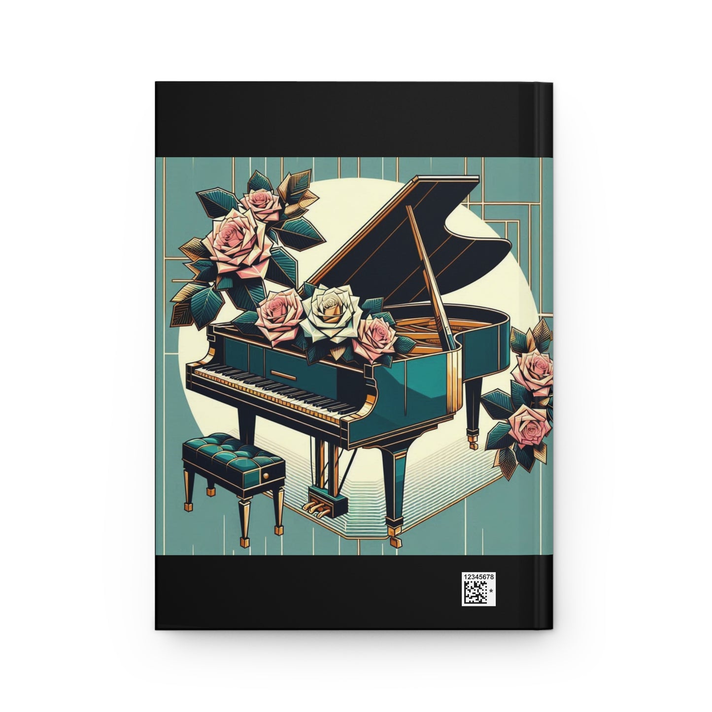Elegant Piano Flower Hardcover Journal - Perfect for Musicians & Music Lovers