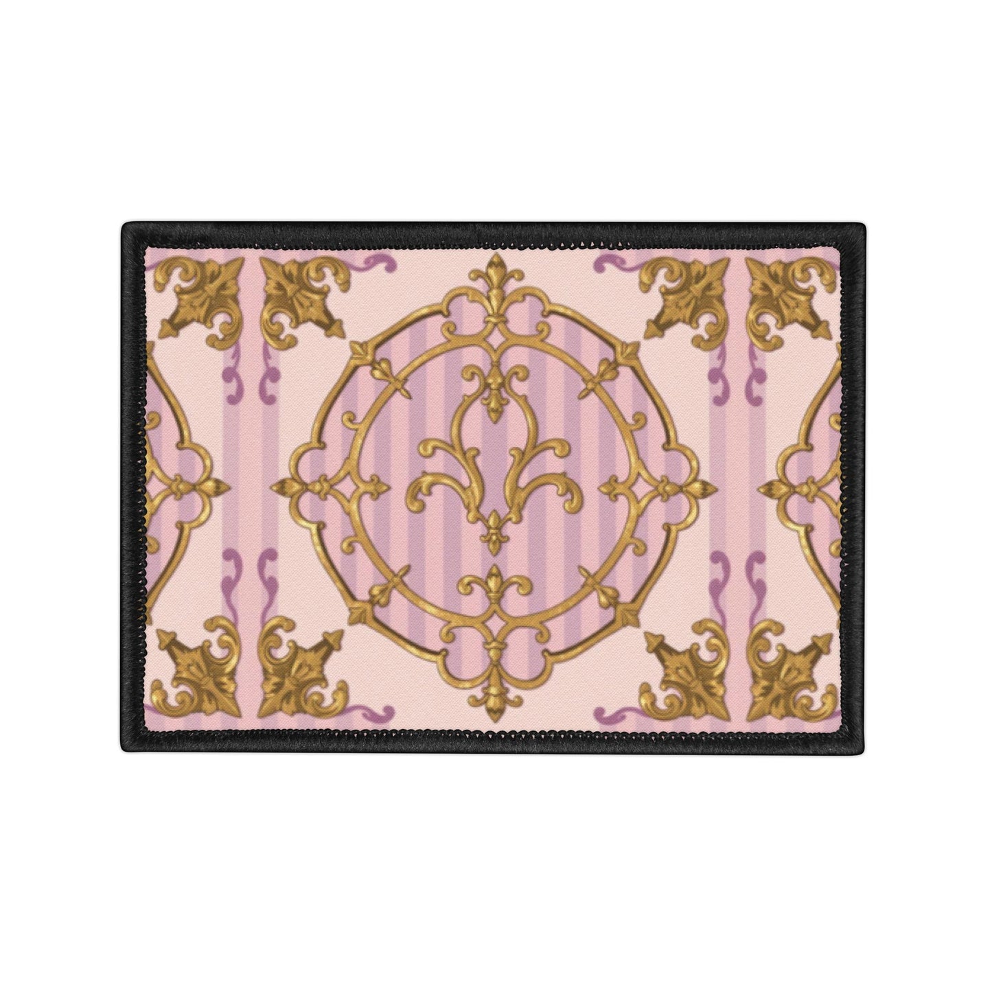 Decorative Lavender & Alabaster Striped Gold Baroque Iron-On Patches for Customizing Jackets, Bags, and More - Perfect for DIY Projects, Gifts