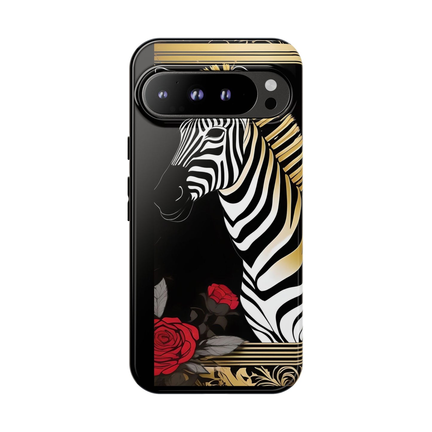 Phone Case - Elegant Zebra & Roses Design