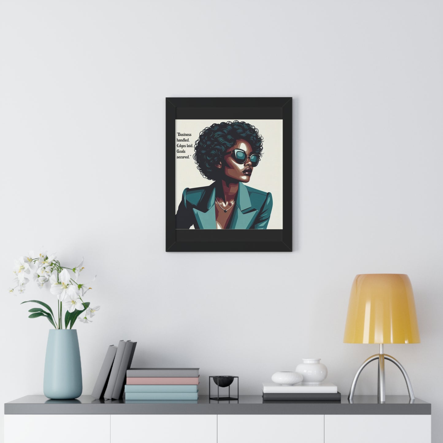Stylish Framed Vertical Poster - Modern Art for Home Decor - "Business handled."