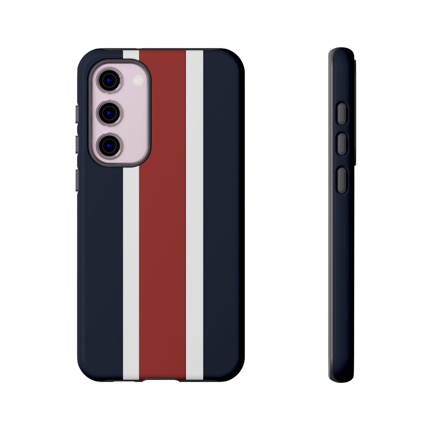 Lunar Midnight & Red-White Striped Stylish Phone Case - Tough Cases, Custom iPhone Cover, Sleek Phone Accessories, Gifts for Him/Her
