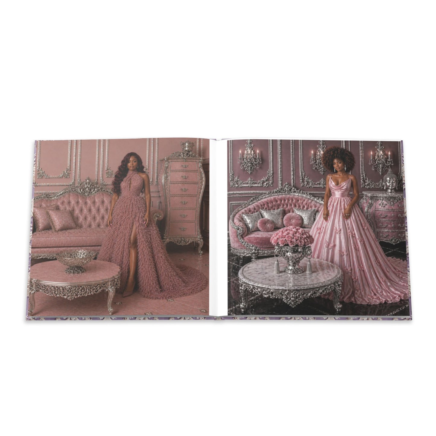 High Fashion Photos Featuring Ball Gowns - Lavender Rococo Hardcover Photo Book — Elegant Vintage-Style Keepsake
