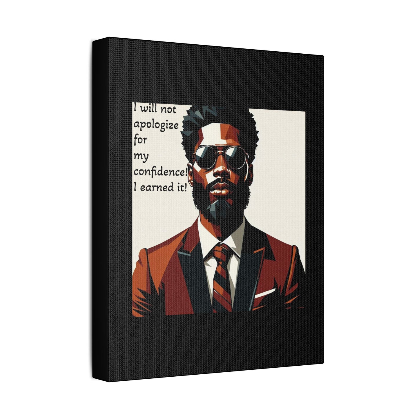 Afro Art Print Canvas, Wall Decor, Satin Stretched Canvas, African American Art, Office Decor, Home Decor - Confident Man In Suit