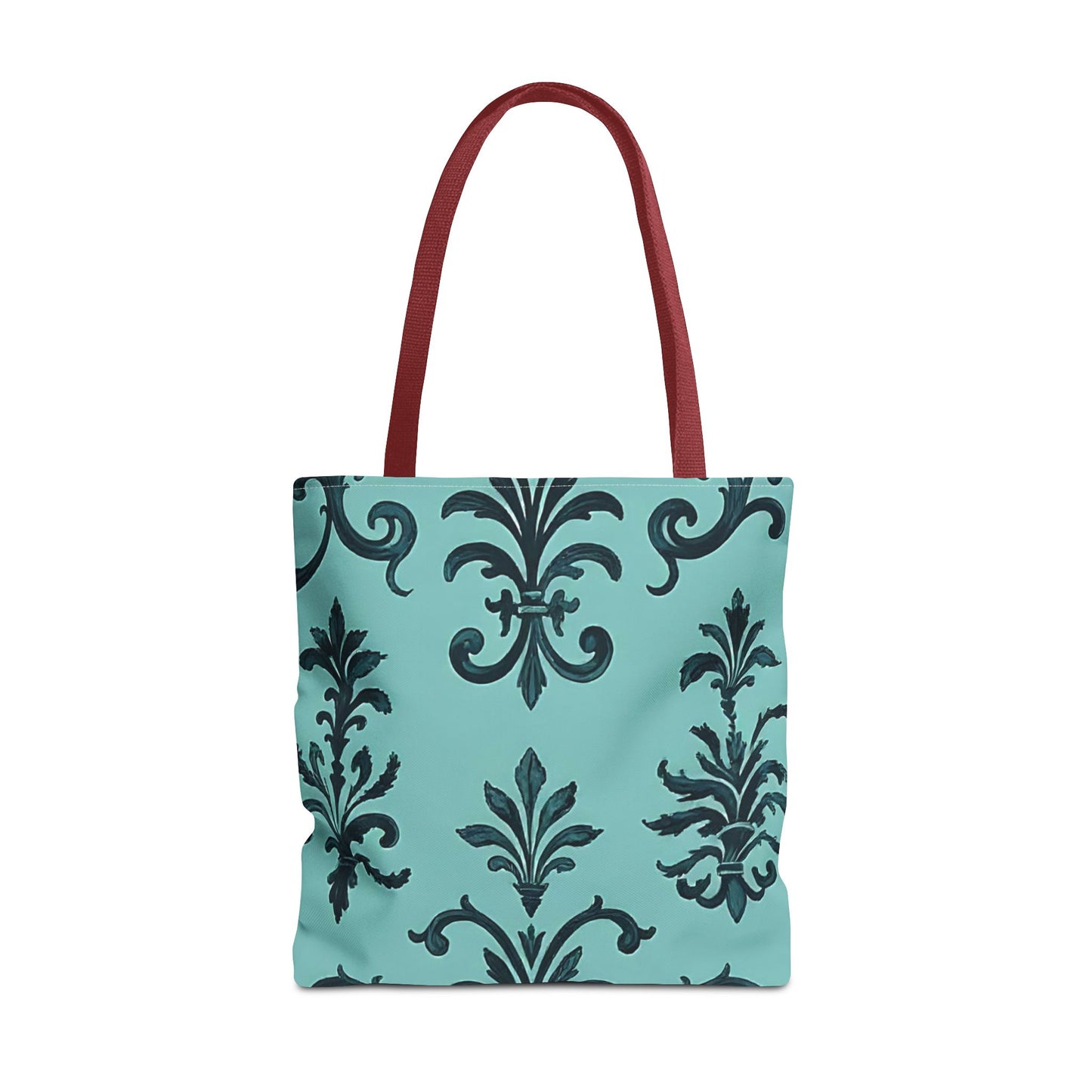 Chic Floral Tote Bag – Stylish Canvas Shopper, Gift for Her, Birthday Present, Everyday Use, Eco-Friendly, Floral Print - Teal Striped Rococo