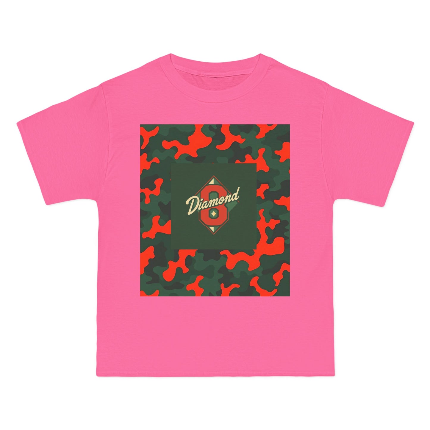 Camo Graphic Tee, Unisex, Trendy Streetwear, Stylish Summer Top, Perfect for Casual Outings - Green & Orange Camo Diamond 8