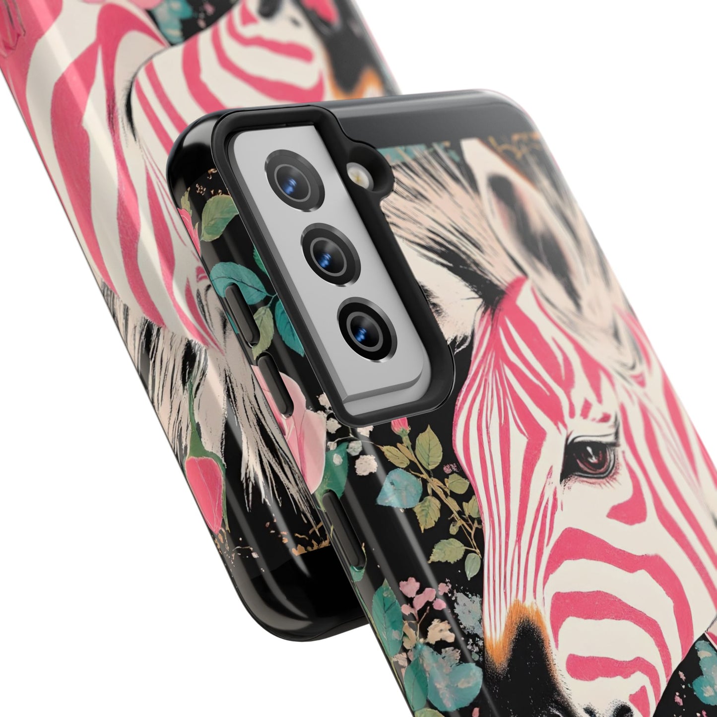 Pink Zebra Tough Phone Case - Trendy Floral Design for Animal Lovers