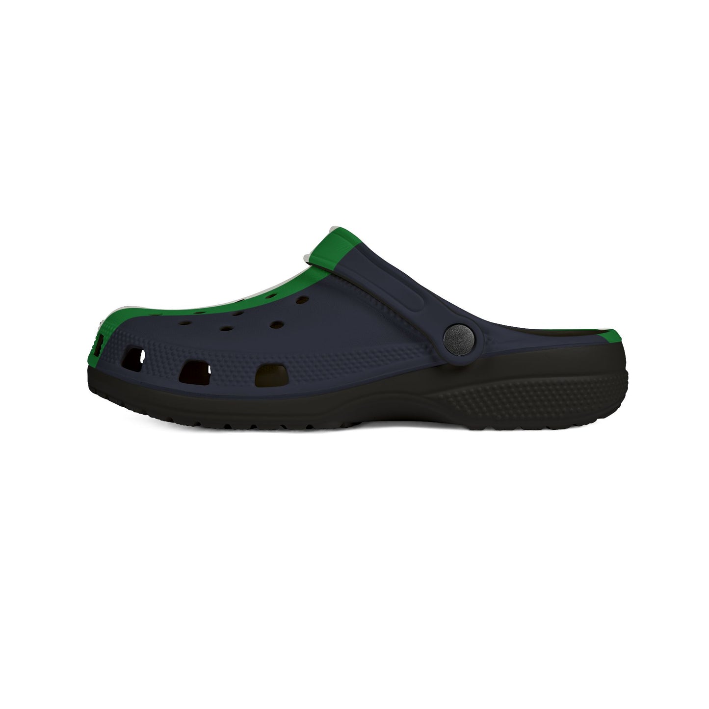 Lunar Midnight & Green-White Striped Stylish EVA Foam Shoes for Comfort, Casual Footwear, Trendy Slip-Ons, Perfect for Summer, Outdoor and Leisure Activities