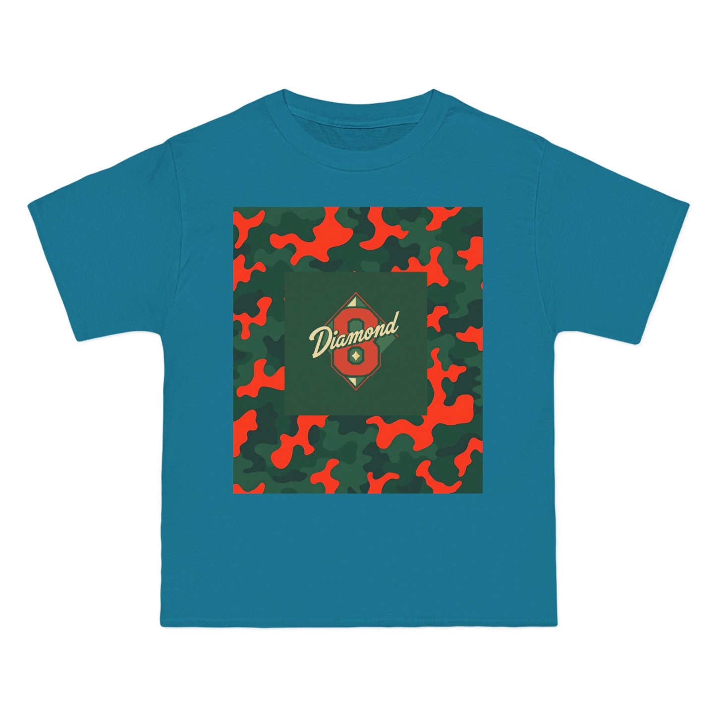 Camo Graphic Tee, Unisex, Trendy Streetwear, Stylish Summer Top, Perfect for Casual Outings - Green & Orange Camo Diamond 8