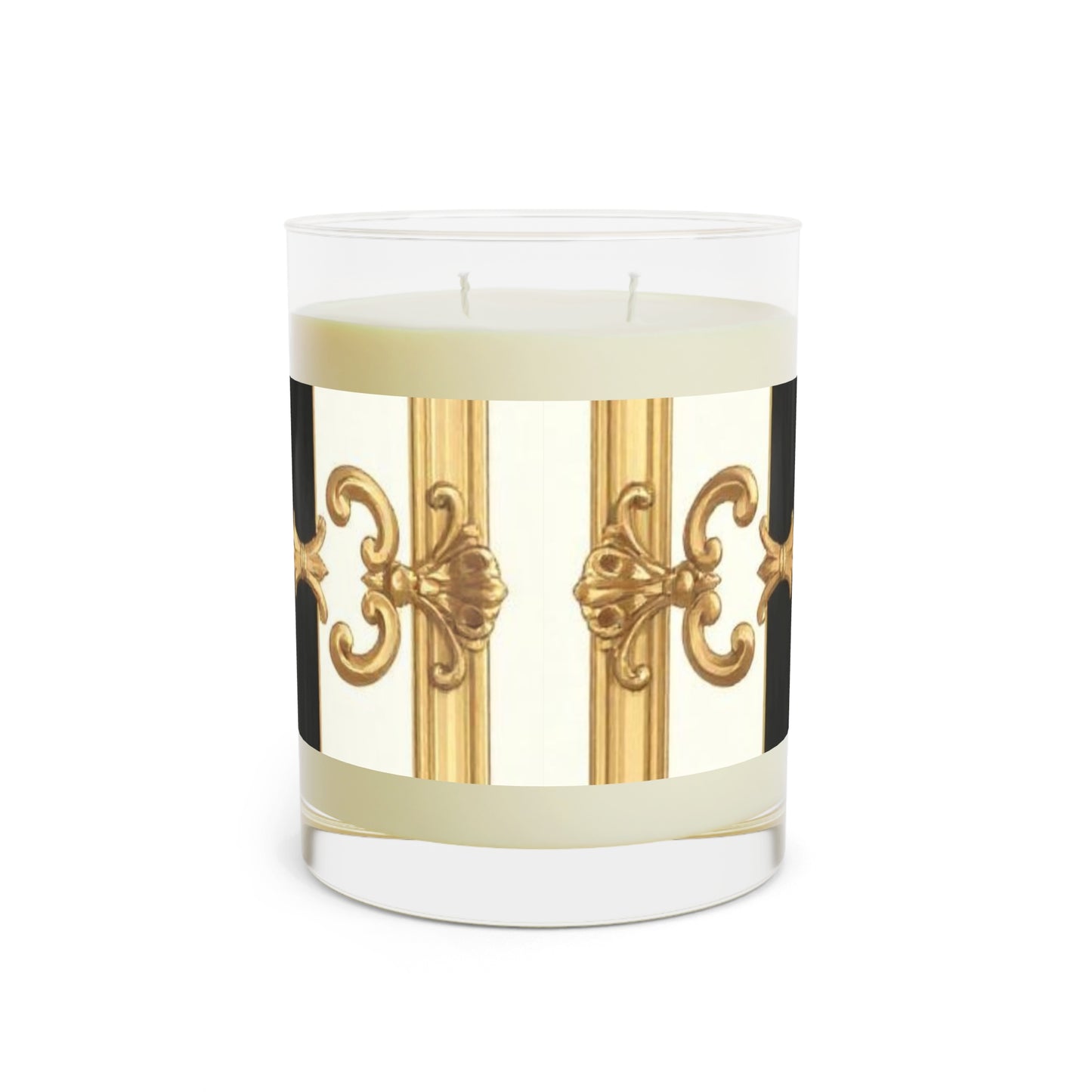 Elegant Scented Candle - Decorative Aromatherapy Gift, Home Fragrance, Relaxation, Spa Gift, Wedding Favor - Black & White Striped Gold Baroque
