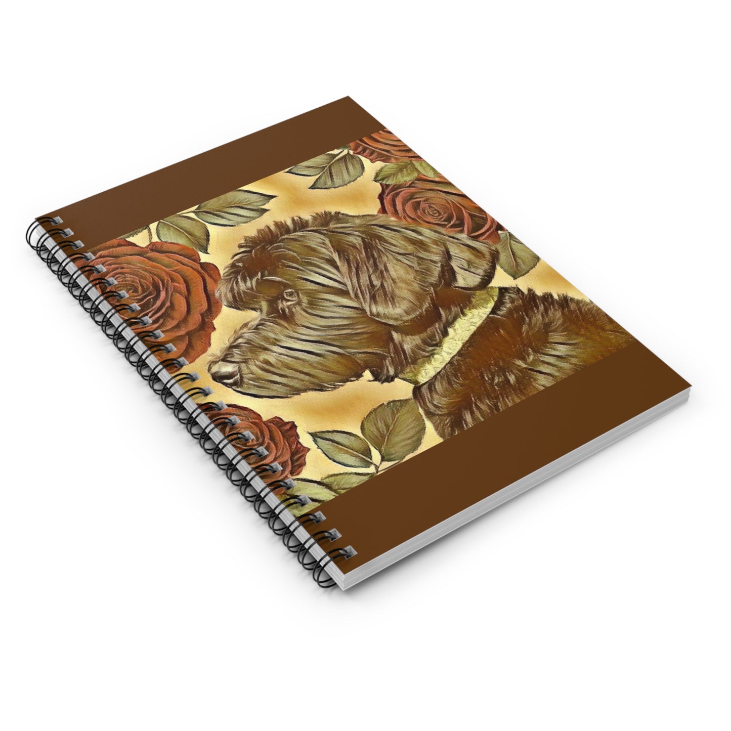 Elegant Vintage Spiral Notebook - Ruled Line with Golden Doodle & Roses