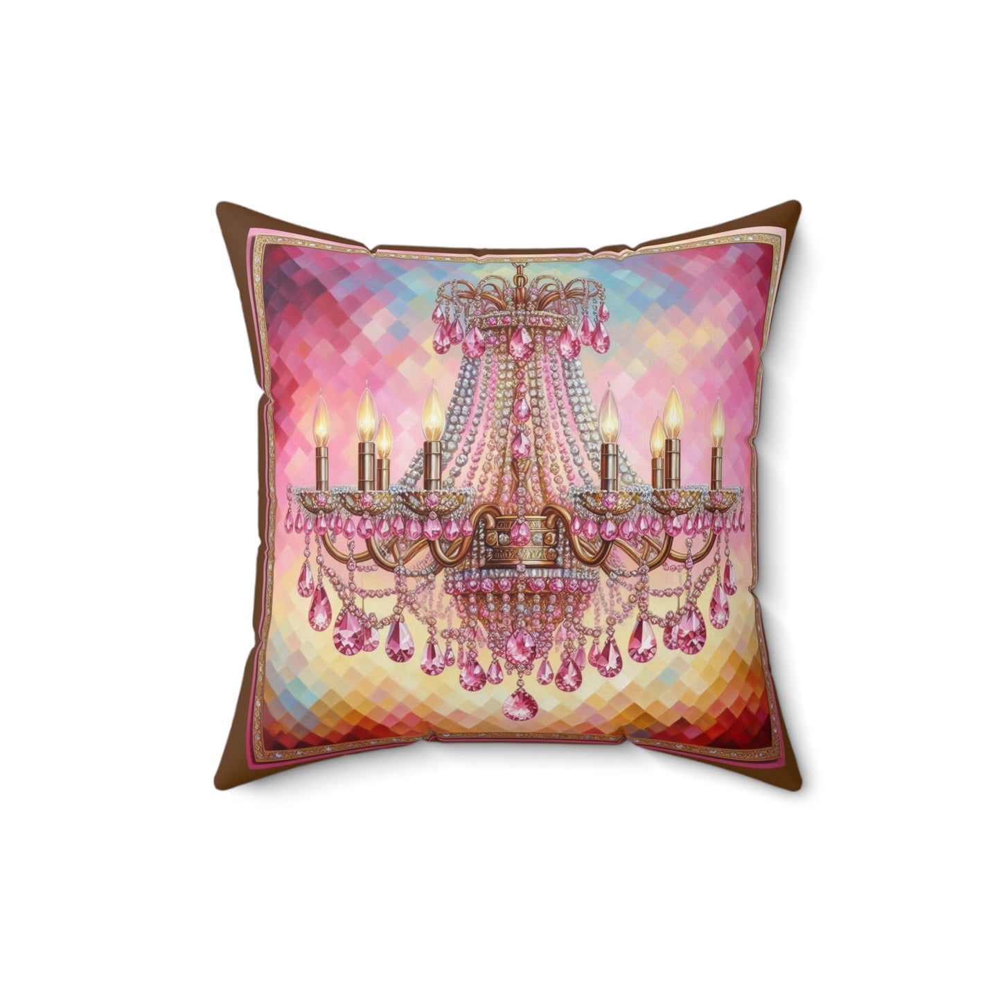 Elegant Glam Chandelier Pillow, Chic Home Decor, Elegant Gift for Her, Wedding Decoration, Vibrant Cushion - Pink Jeweled Chandelier