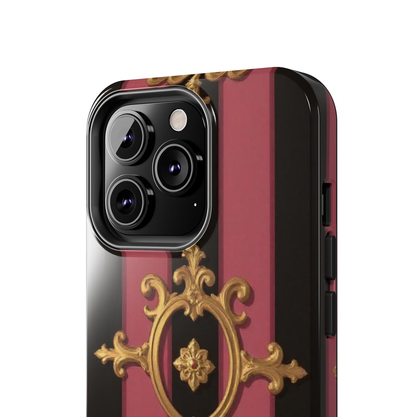 Elegant Black & Mauve Striped Gold Baroque Tough Phone Cases, Luxe Phone Covers, Fashionable Mobile Cases, Gift for Her, Holiday Phone Accessories