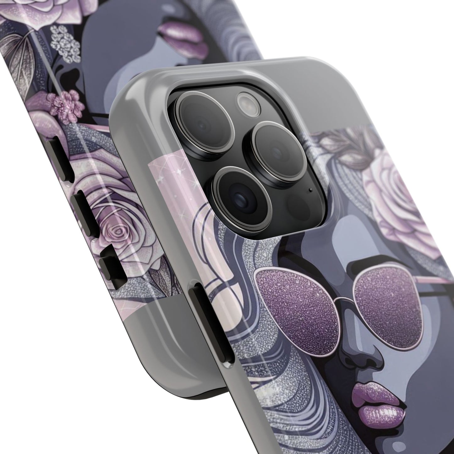 Glamorous Floral Tough Phone Case - Chic Protection for Trendsetters - Lilac & Lavender