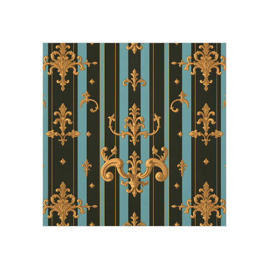 Elegant Ornate Foam Board, Vintage Wall Art, Home Decor, Party Decorations, Interior Design Accent - Black & Turquoise Striped Baroque