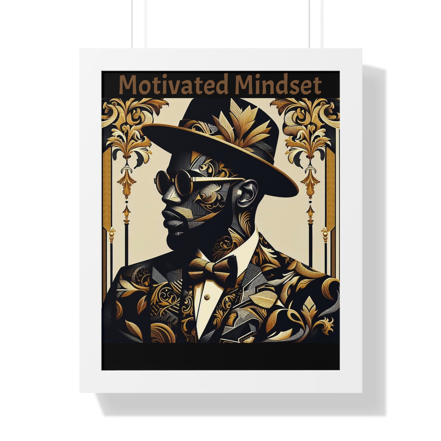 Motivated Mindset Framed Vertical Poster | Inspirational Wall Art, Office Decor, Motivational Gift, Home Decor, Black Art