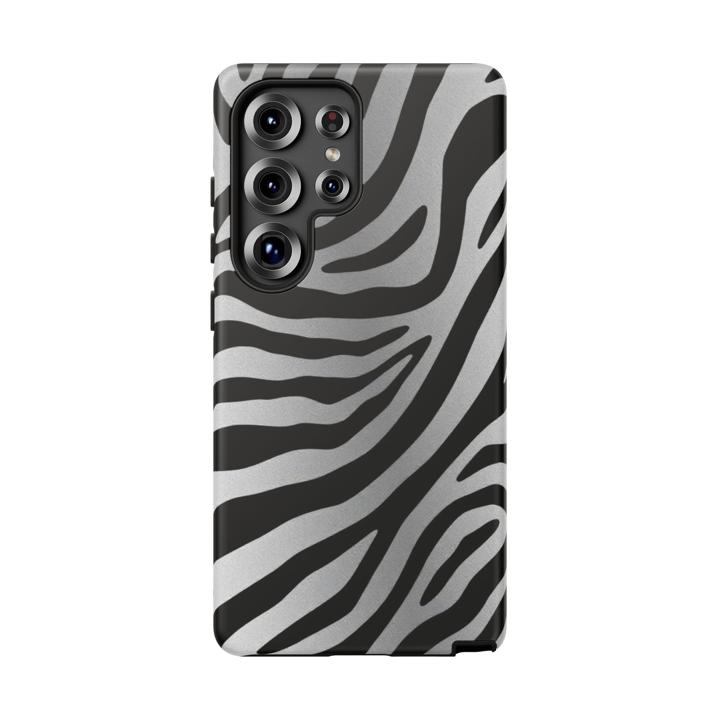 Zebra Print Tough Phone Case - Silver