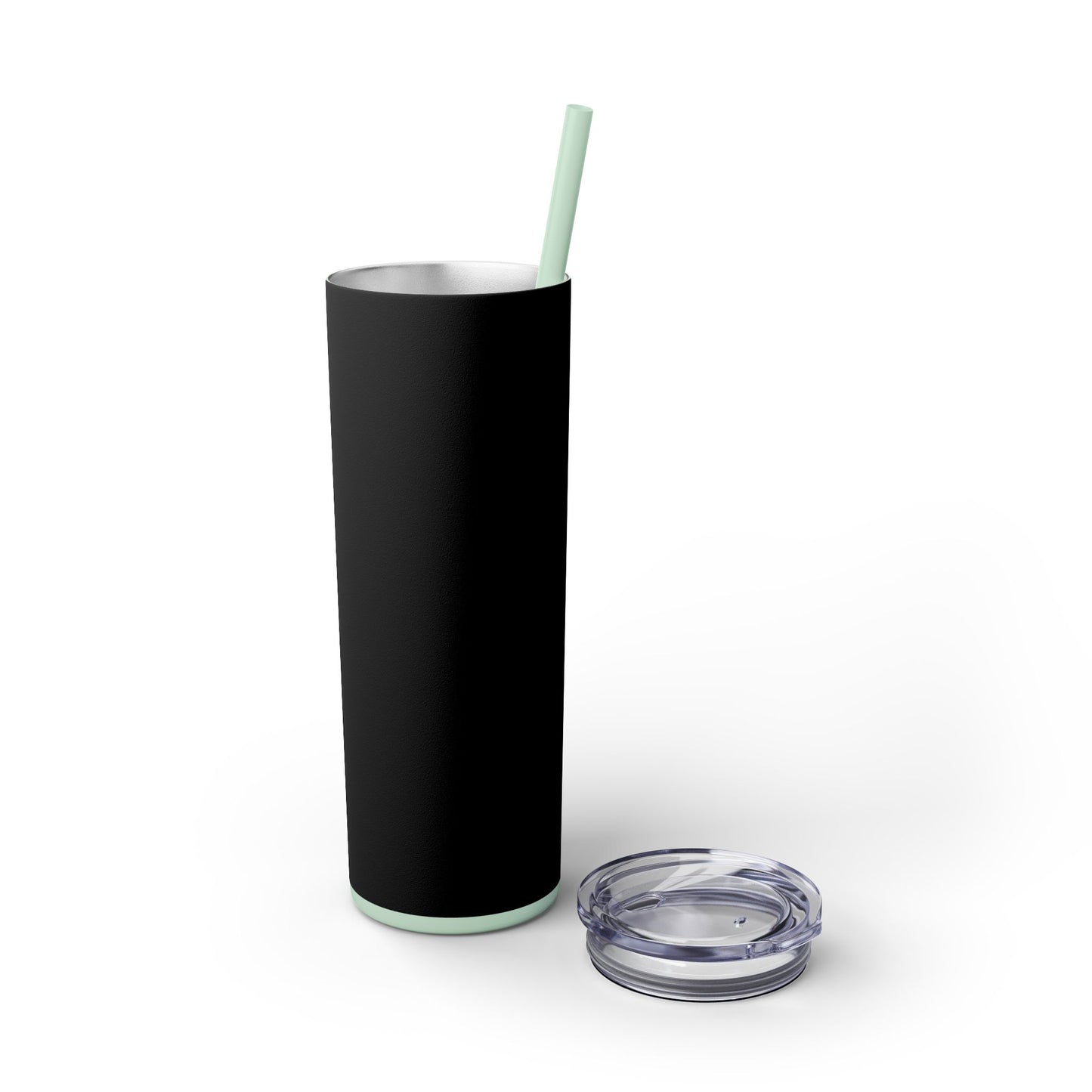 Stylish Black Skinny Tumbler with Straw, 20oz - Perfect for Coffee, Juice, and Smoothies, Ideal Gift for Any Occasion