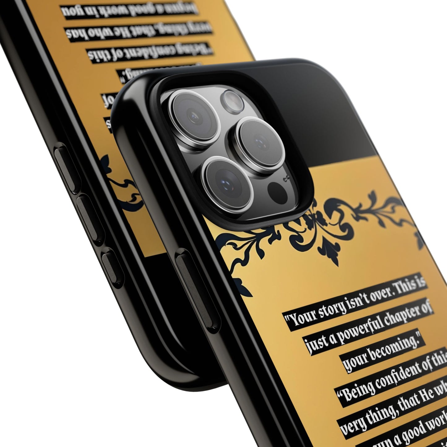 Elegant Floral Motif Phone Case - Tough Cases with Vintage Design - "Your story isn't over"