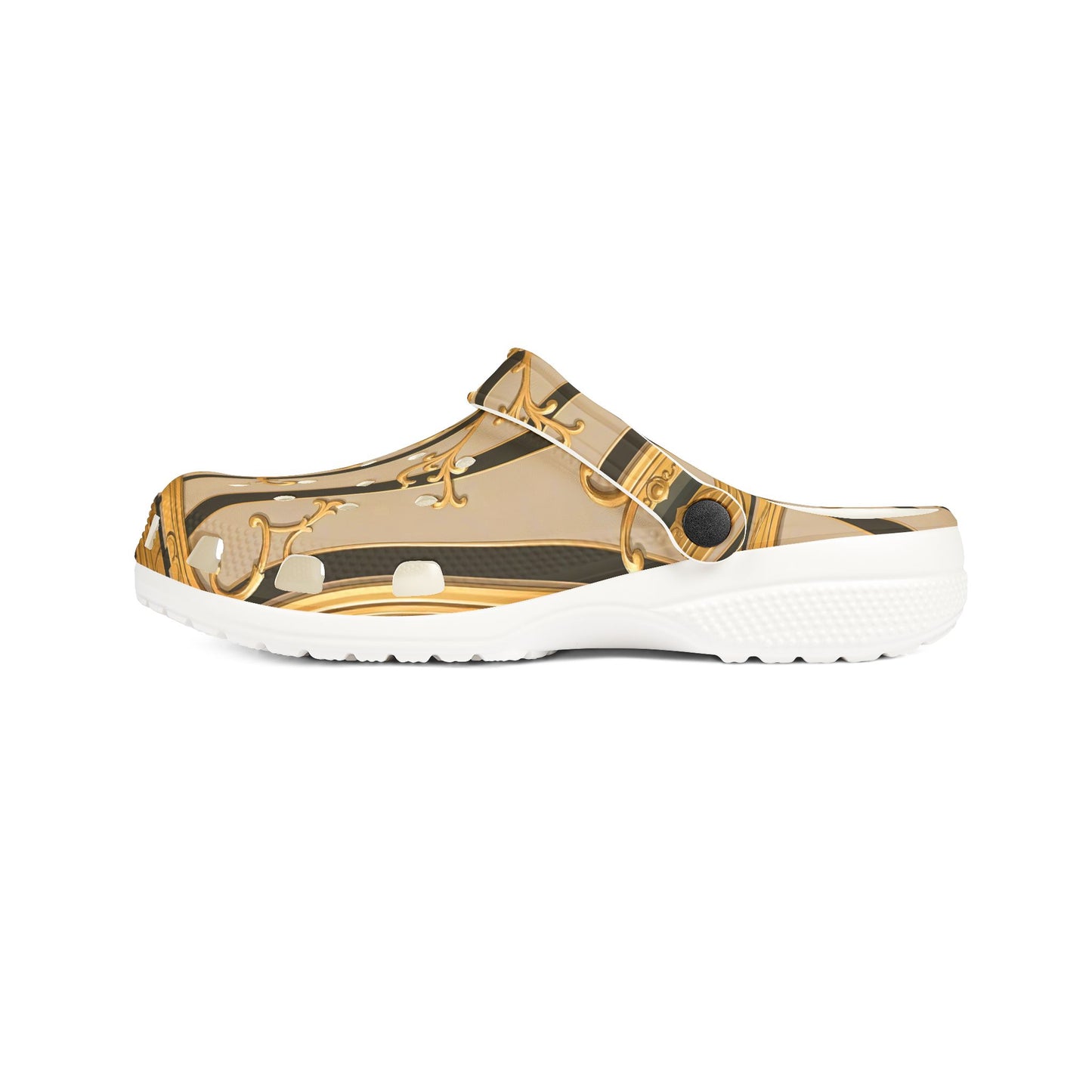 EVA Foam Rubber Shoes (AOP) - Beige Striped Gold Rococo