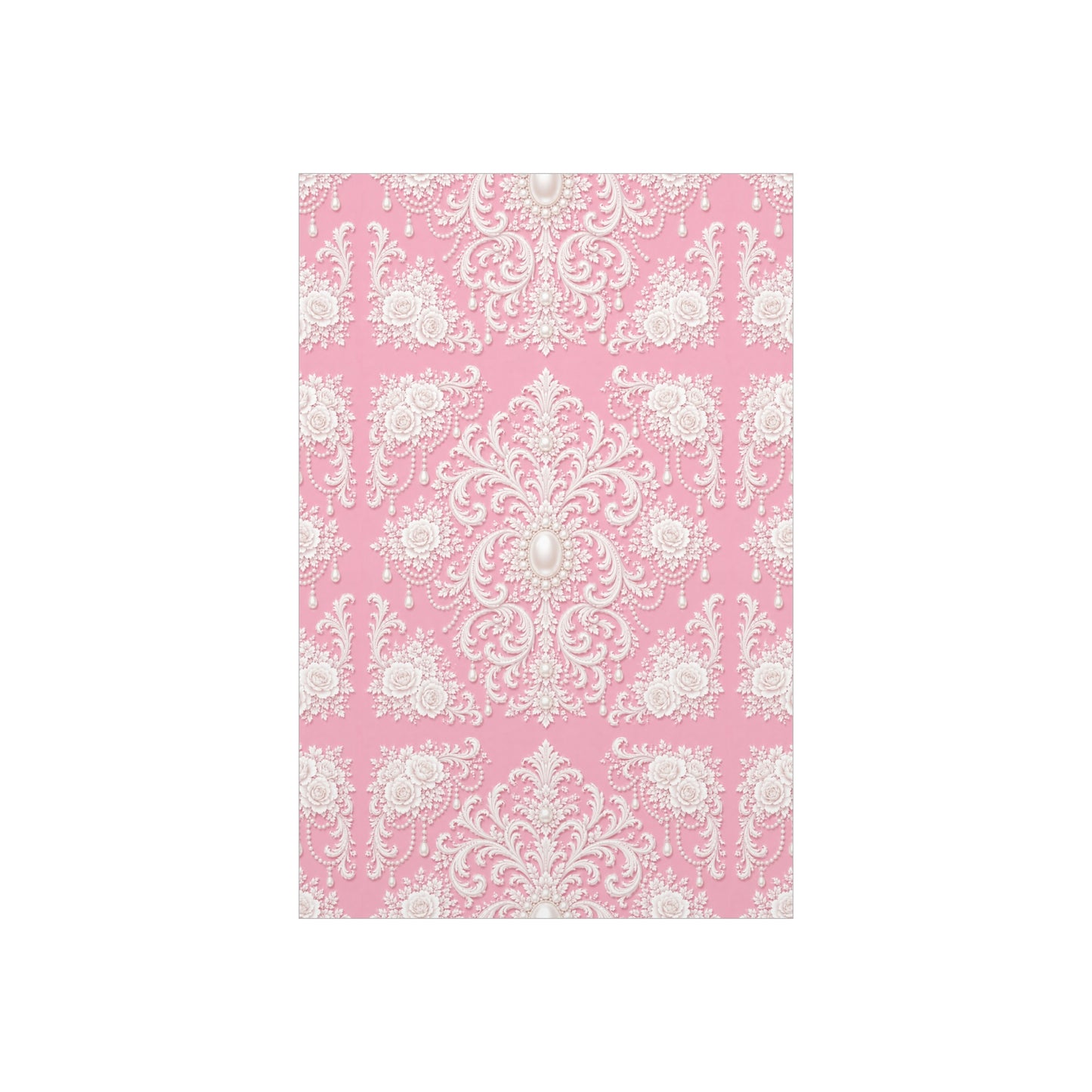 Pink Rococo Pearl Foam Board Wall Art — Elegant Vintage Floral Accent