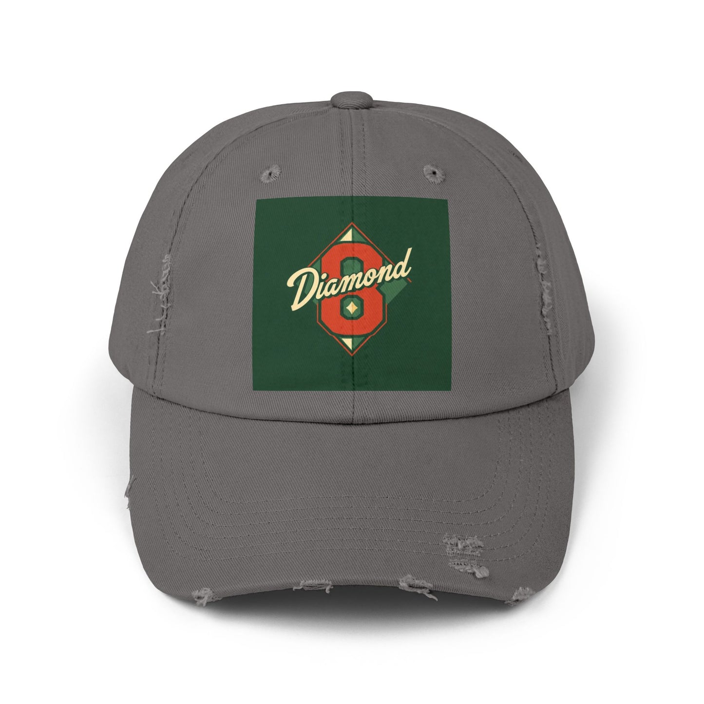 Unisex Distressed Cap - Vintage Baseball Style Hat, Cool Casual Headwear - Diamond 8