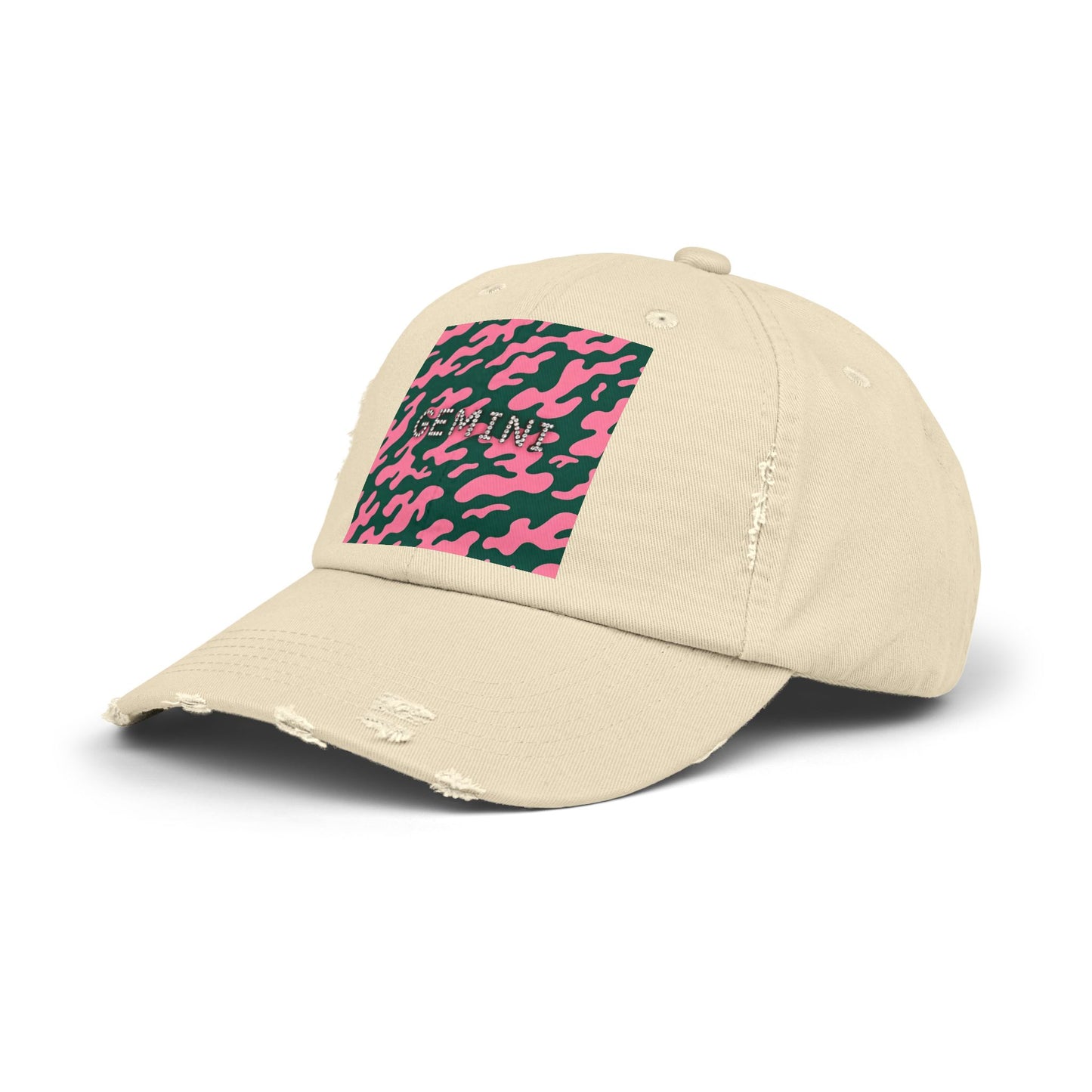 Gemini Distressed Cap - Trendy Unisex Camo Hat for Astrology Lovers