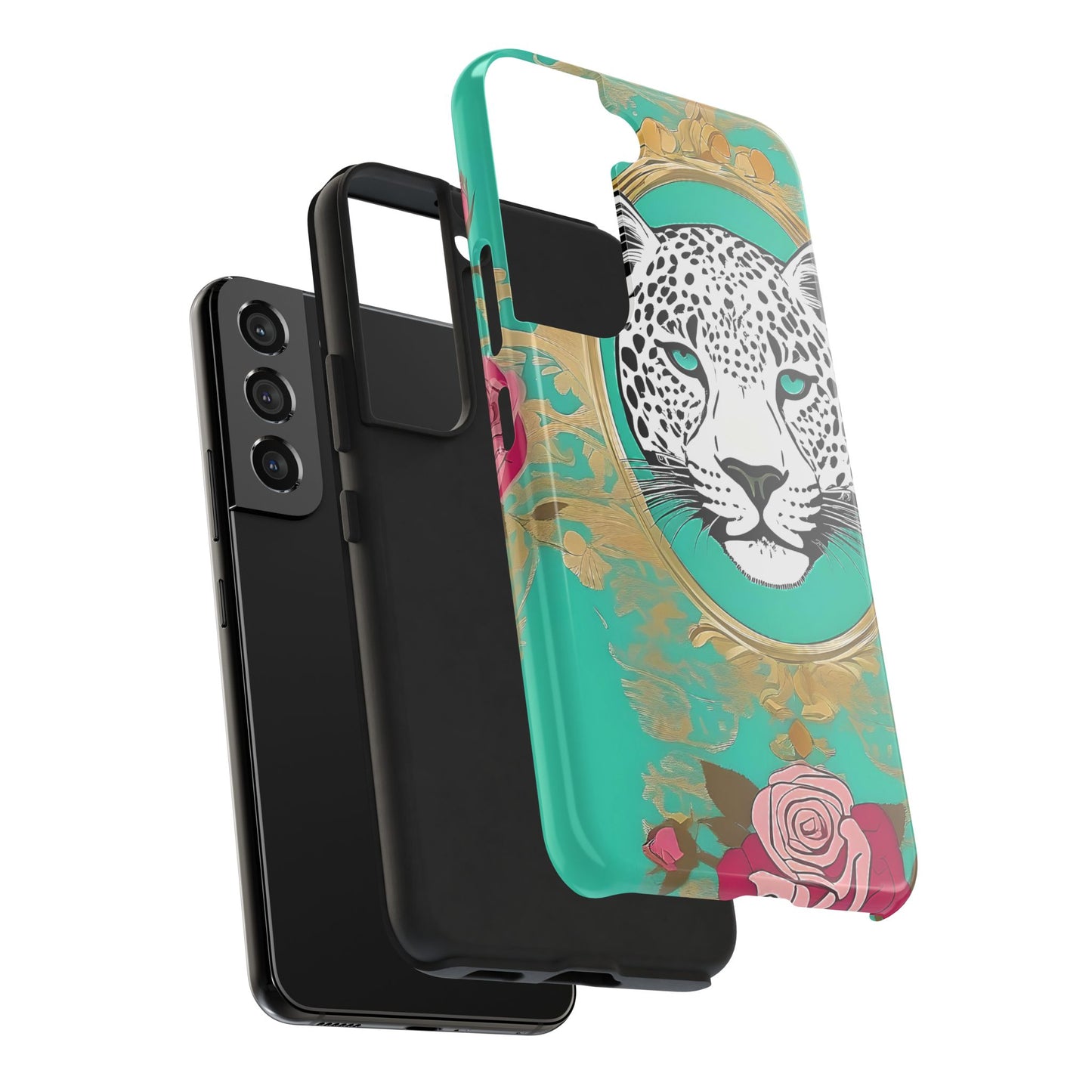 Leopard Tough Phone Case - Trendy Floral Design for Animal Lovers - Leopard & Rose