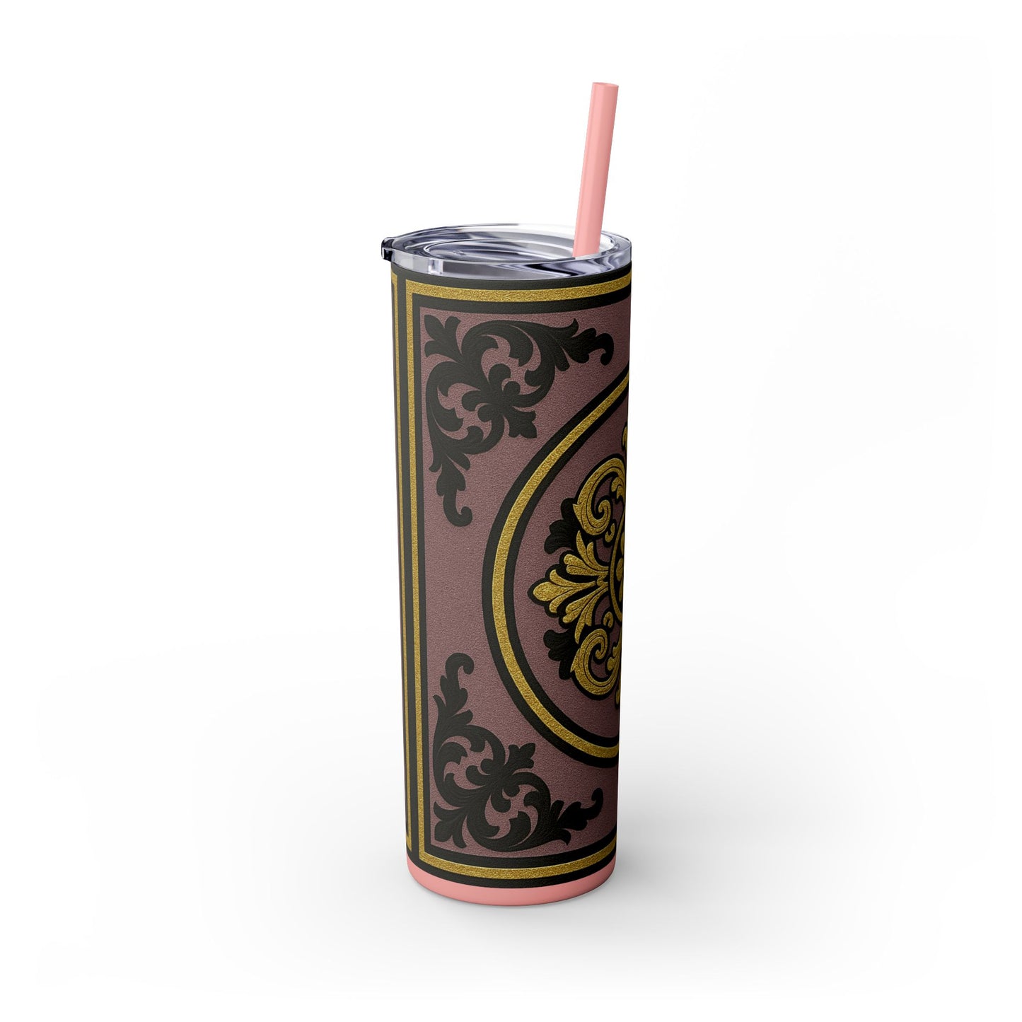 Gilded Mauve With Gold-Black Baroque Tumbler, Elegant Drinkware for Home, Travel, Gifts, Parties, Personalized Beverage Holder