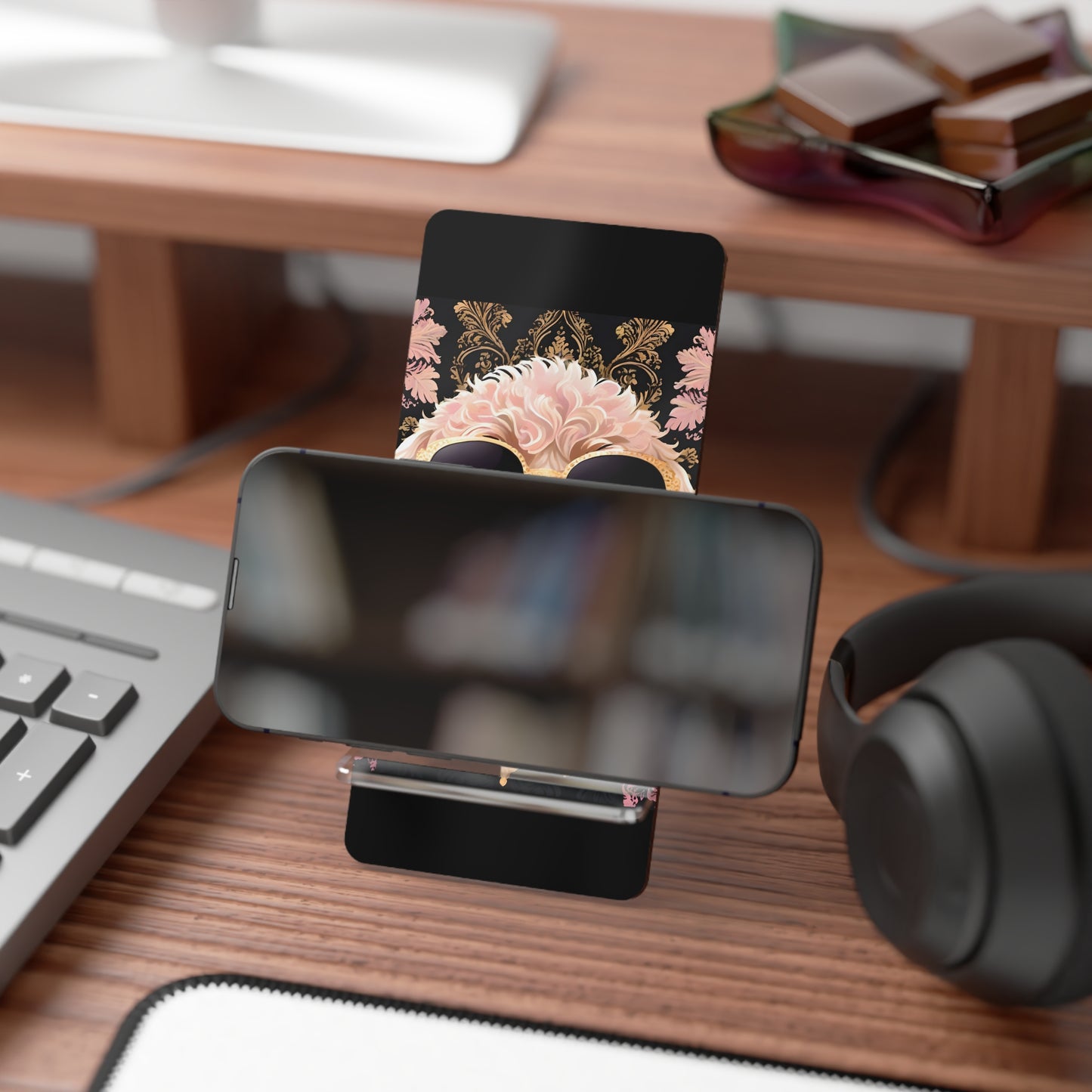 Elegant Floral Smartphone Display Stand - Golden Doodle In Sunglasses Decorative Holder