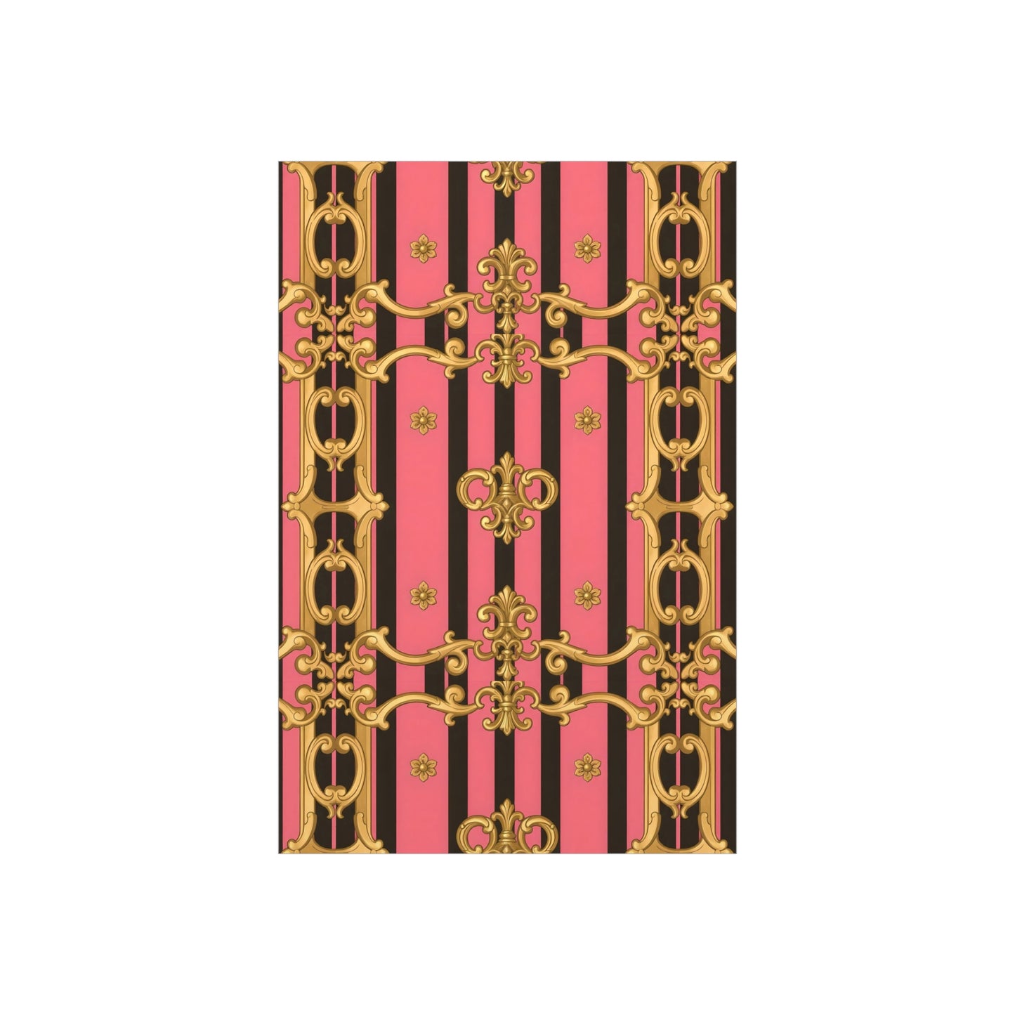 Elegant Decorative Foam Board - Chic Wall Decor, Glam Home Art, Stylish Backdrop, Gift for Her - Pink & Black Striped Gold Baroque